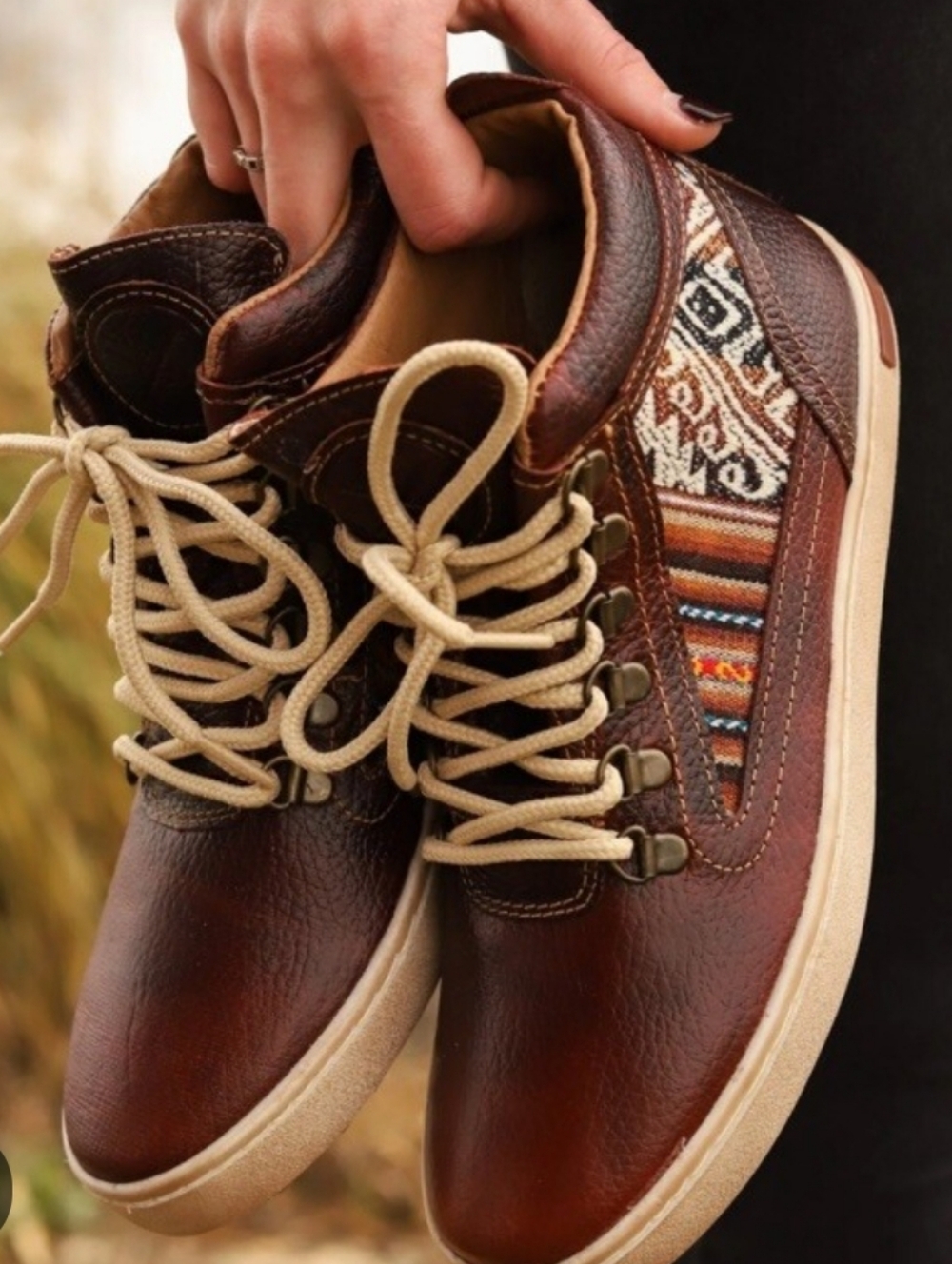 Inkkas 9 Mens Classic Brown Leather-Style Casual Lace-Up Sneakers